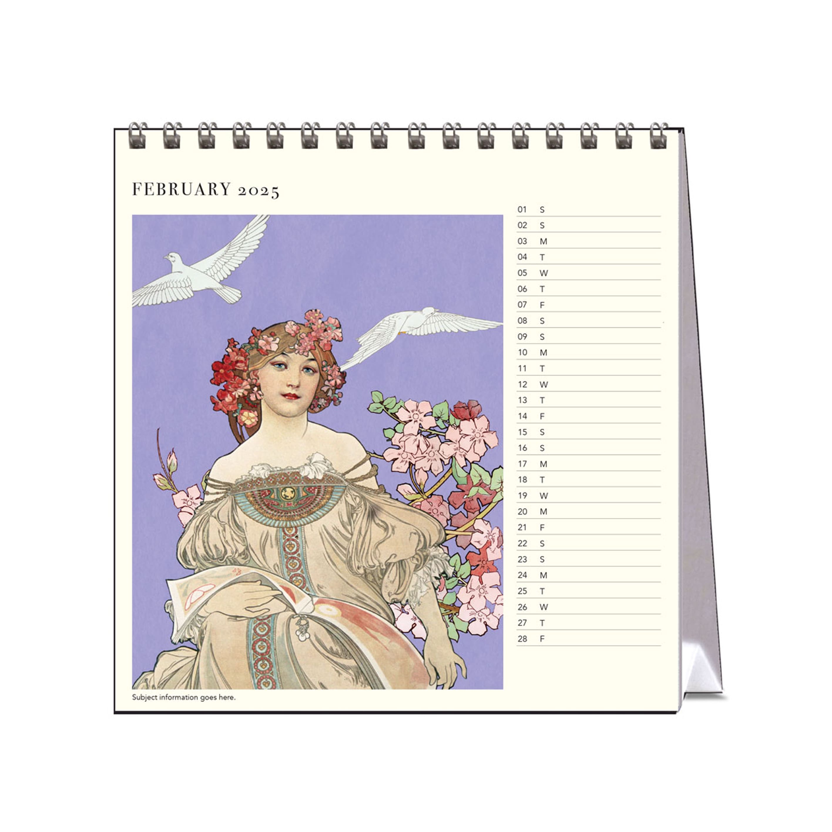 2025 Desk Calendar | Alphonse Mucha | Hello Sunday