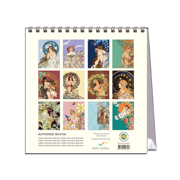 2025 Desk Calendar | Alphonse Mucha | Hello Sunday