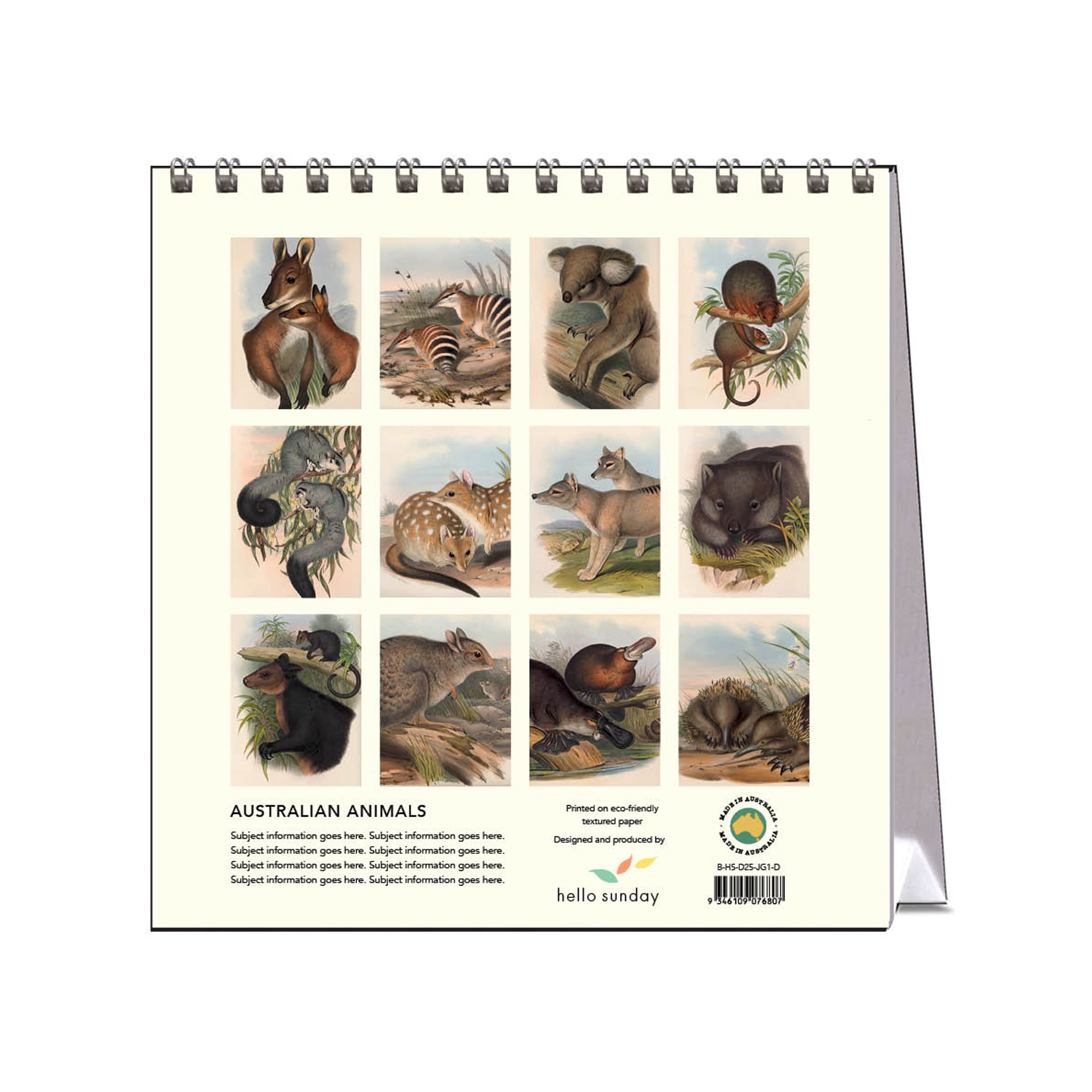 2025 Desk Calendar | Australian Animals | Hello Sunday