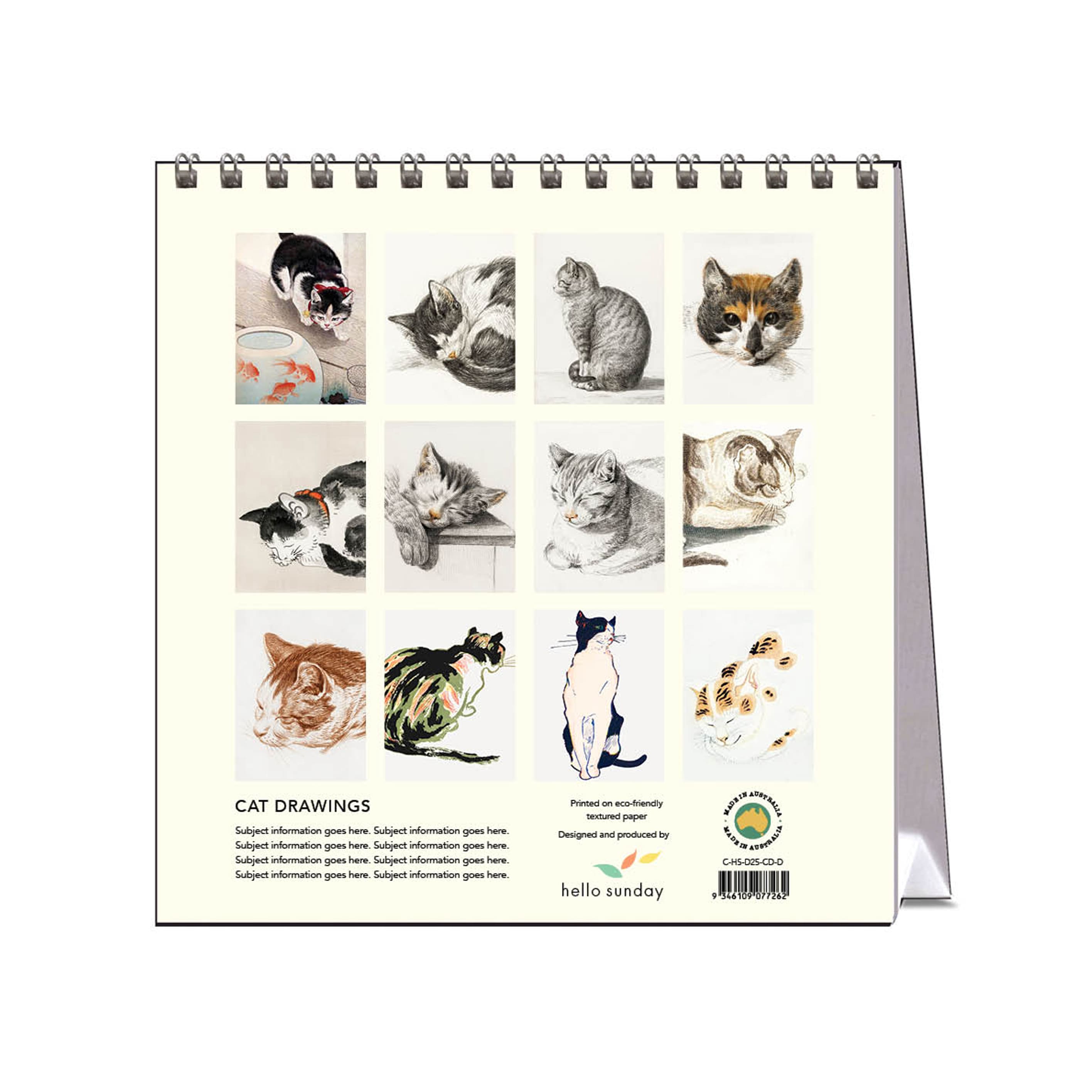 2025 Desk Calendar | Cat Drawings | Hello Sunday