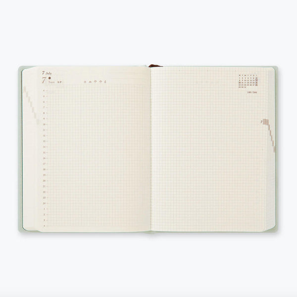 2025 Diary | Monthly Block & Daily | A6 | Blue Green | Hibino | Midori