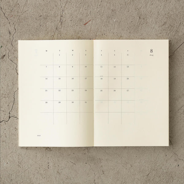 2025 Diary | Notebook Diary | Monthly | Thin | A5 | MD Paper | Midori