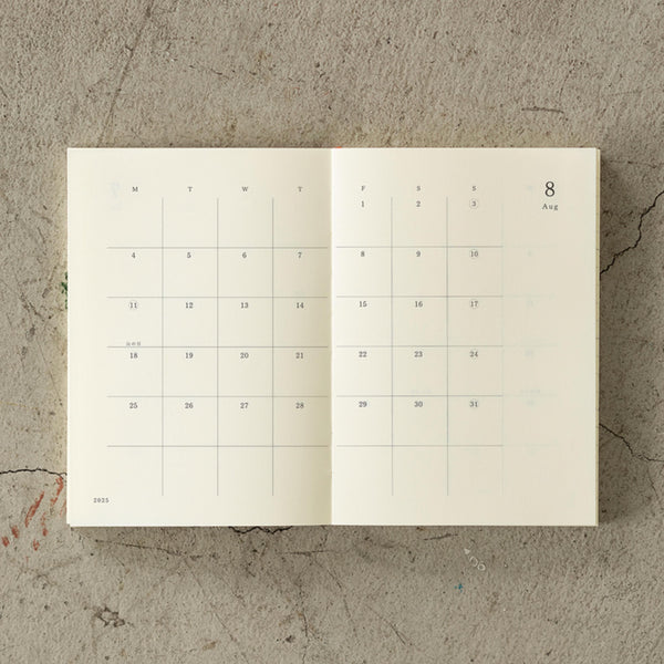 2025 Diary | Notebook Diary | Monthly | A6 | MD Paper | Midori