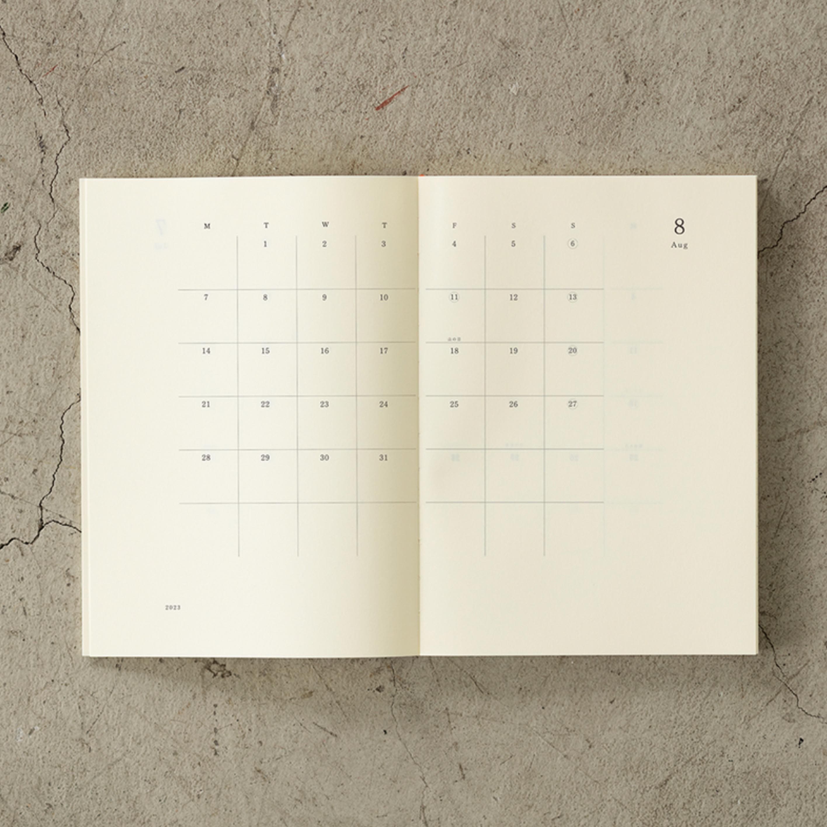 2025 Diary | Notebook Diary | Monthly | A5 | MD Paper | Midori