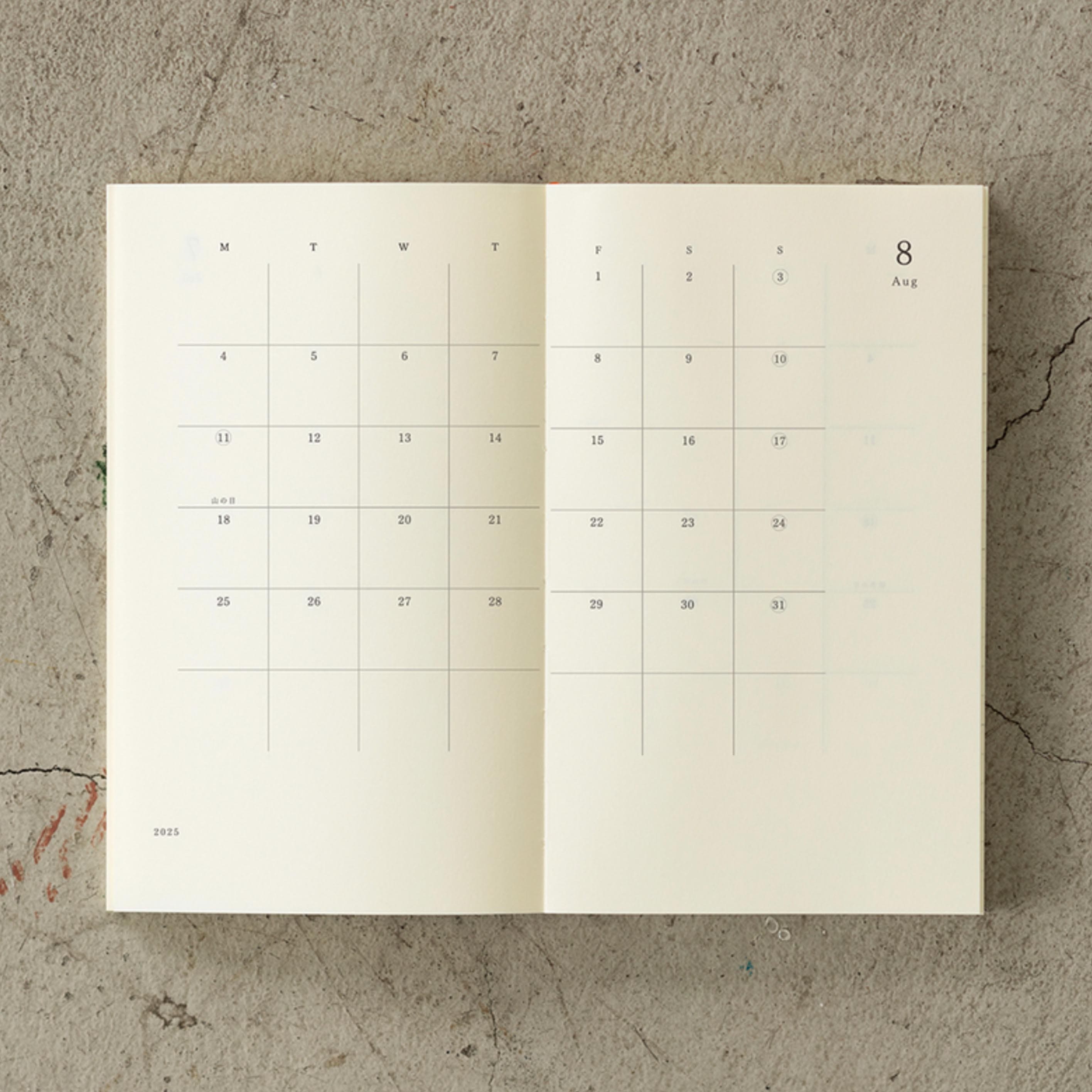 2025 Diary | Notebook Diary | Monthly | B6 | MD Paper | Midori