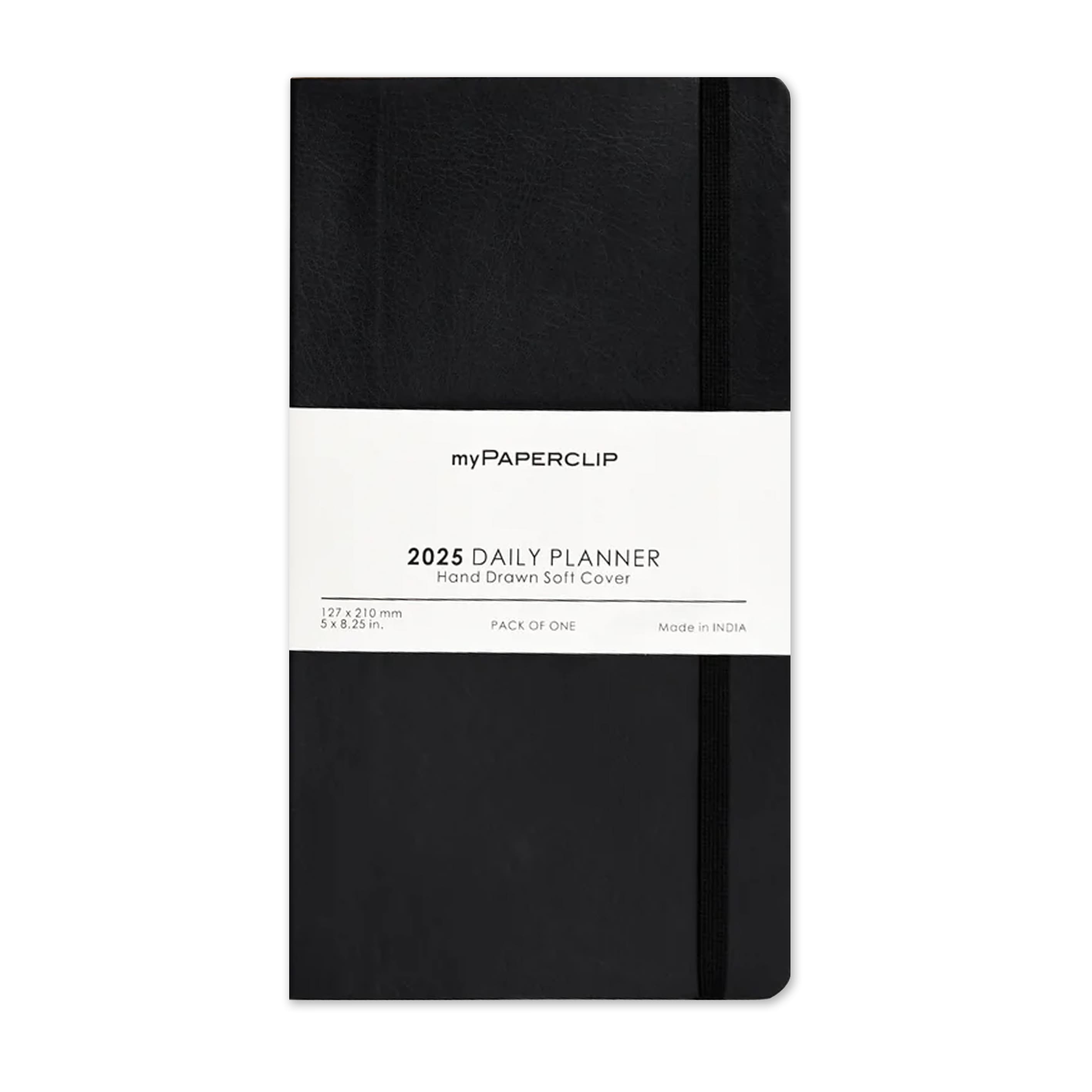 2025 Planner | Daily | Hand Drawn Soft Cover PU | Black | myPaperclip