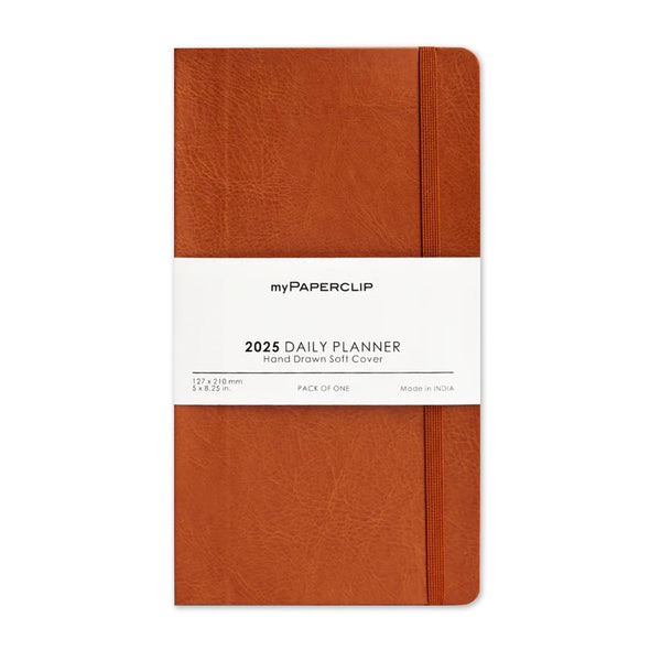 2025 Planner | Daily | Hand Drawn Soft Cover PU | Tan | myPaperclip