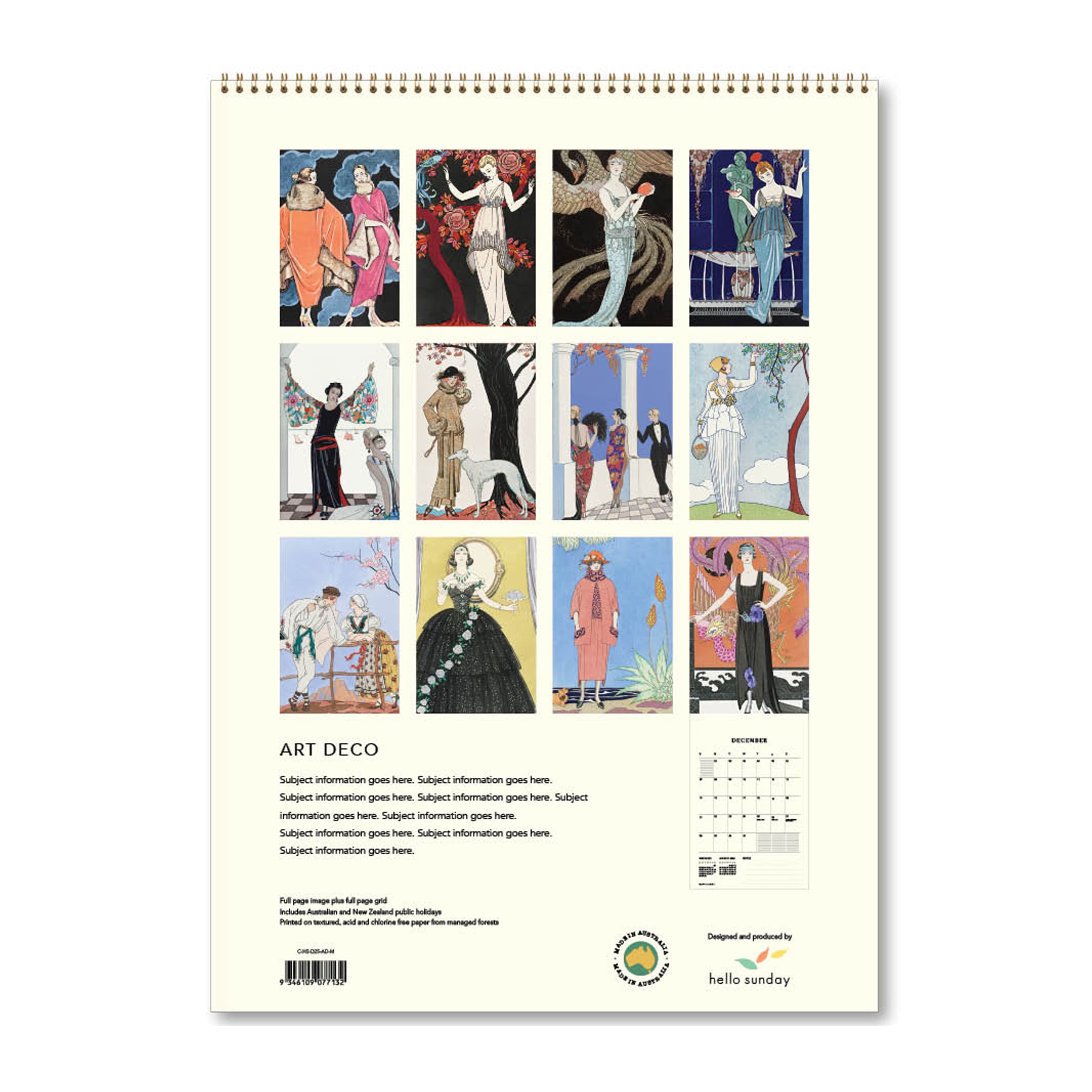 2025 Wall Calendar | Art Deco | Hello Sunday