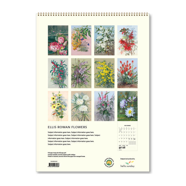 2025 Wall Calendar | Ellis Rowan Flowers | Hello Sunday