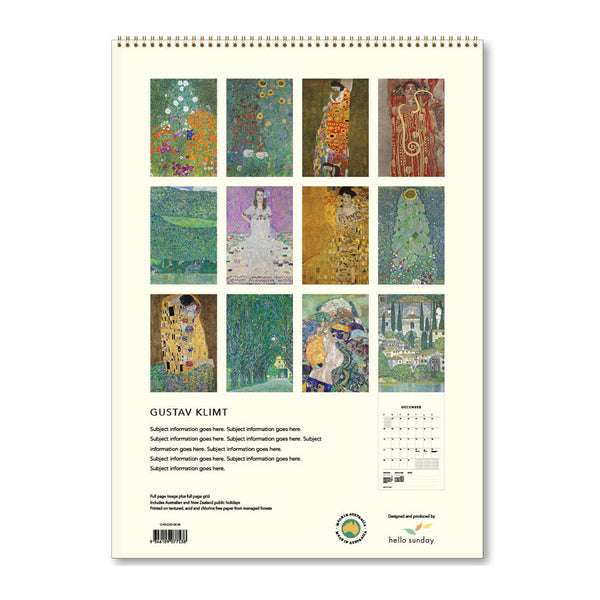 2025 Wall Calendar | Gustav Klimt | Hello Sunday