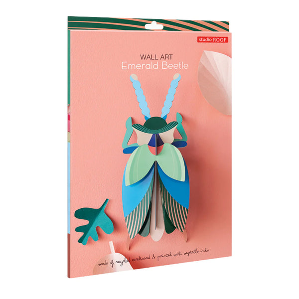 3D Cardboard Model Kit | Wall Art | A4 | Emerald Beetle |  Studio Roof