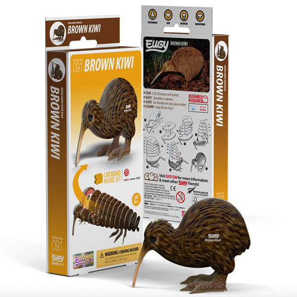 3D Cardboard Model Kit | Brown Kiwi | Eugy