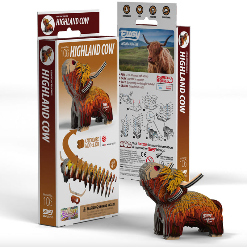 3D Cardboard Model Kit | Highland Cow | Eugy