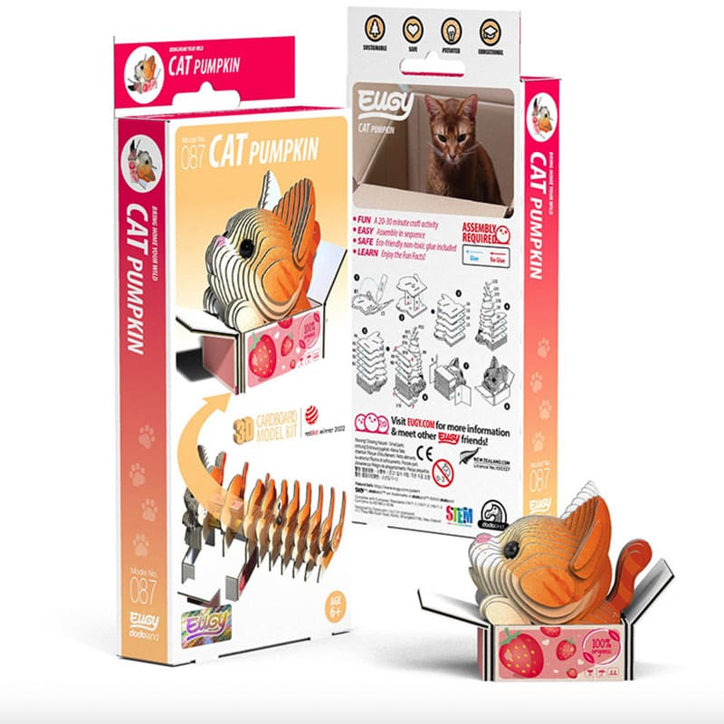 3D Cardboard Model Kit | Cat Pumpkin | Eugy