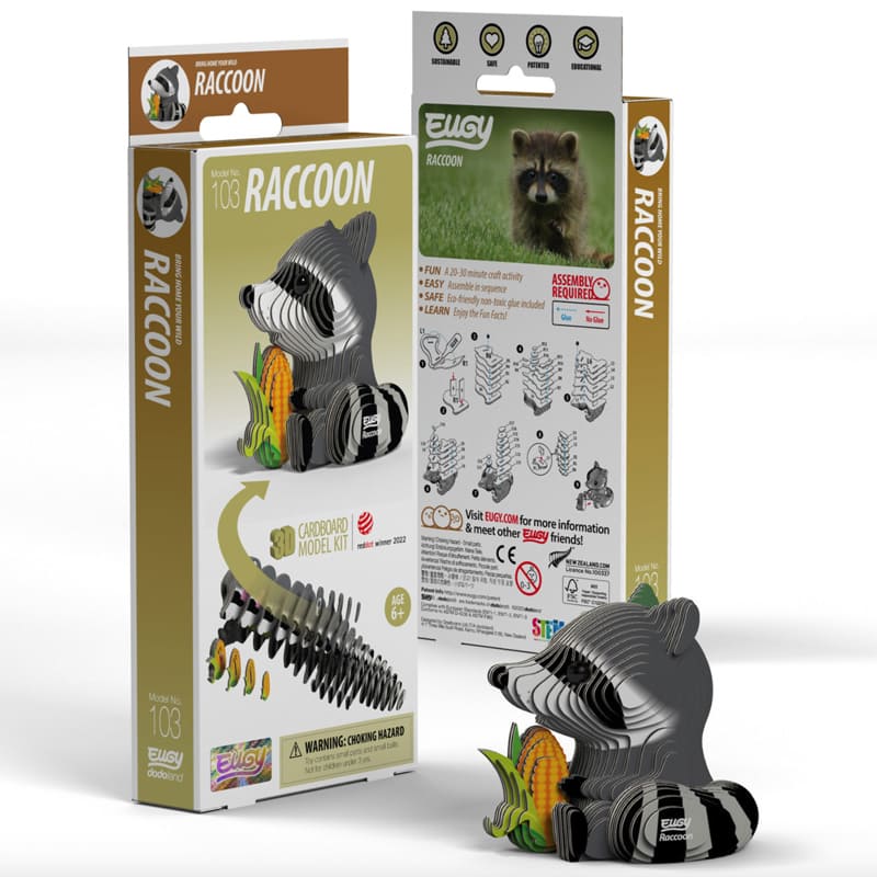 3D Cardboard Model Kit | Raccoon | Eugy