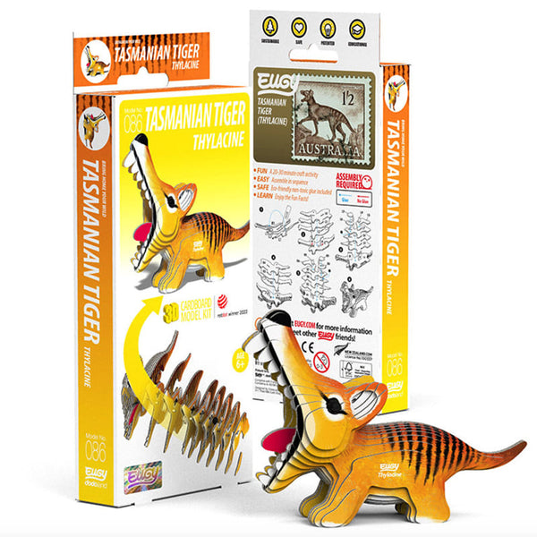 3D Cardboard Model Kit |  Tasmanian Tiger | Eugy