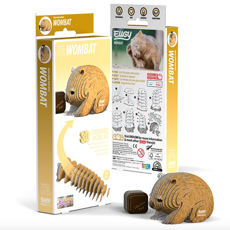 3D Cardboard Model Kit |  Wombat | Eugy