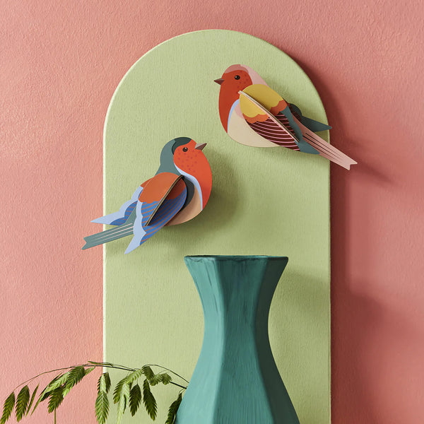 3D Cardboard Model Kit | Wall Art | B6 | Garden Birds | Robins | Studio Roof