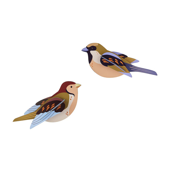 3D Cardboard Model Kit | Wall Art | B6 | Garden Birds | Sparrows | Studio Roof