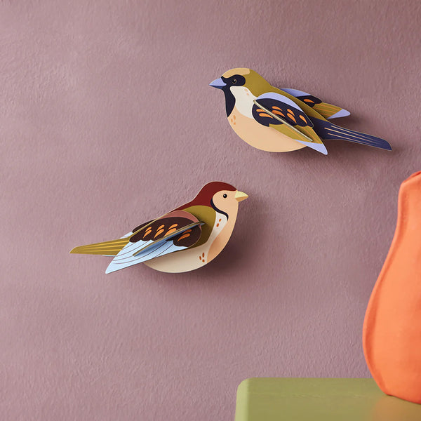 3D Cardboard Model Kit | Wall Art | B6 | Garden Birds | Sparrows | Studio Roof