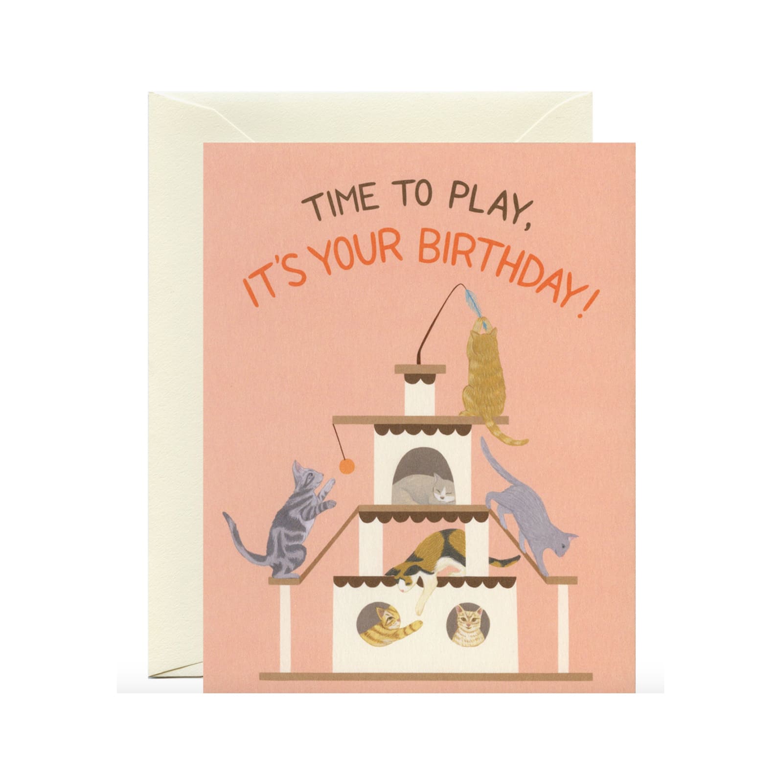 Birthday Card | Playful Cats Climbing Tower | Yeppie Paper