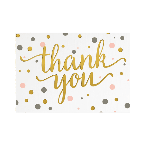 Thank You Card | Boxed Set | Thank You | Pink & Gold Spots | Peter Pauper Press