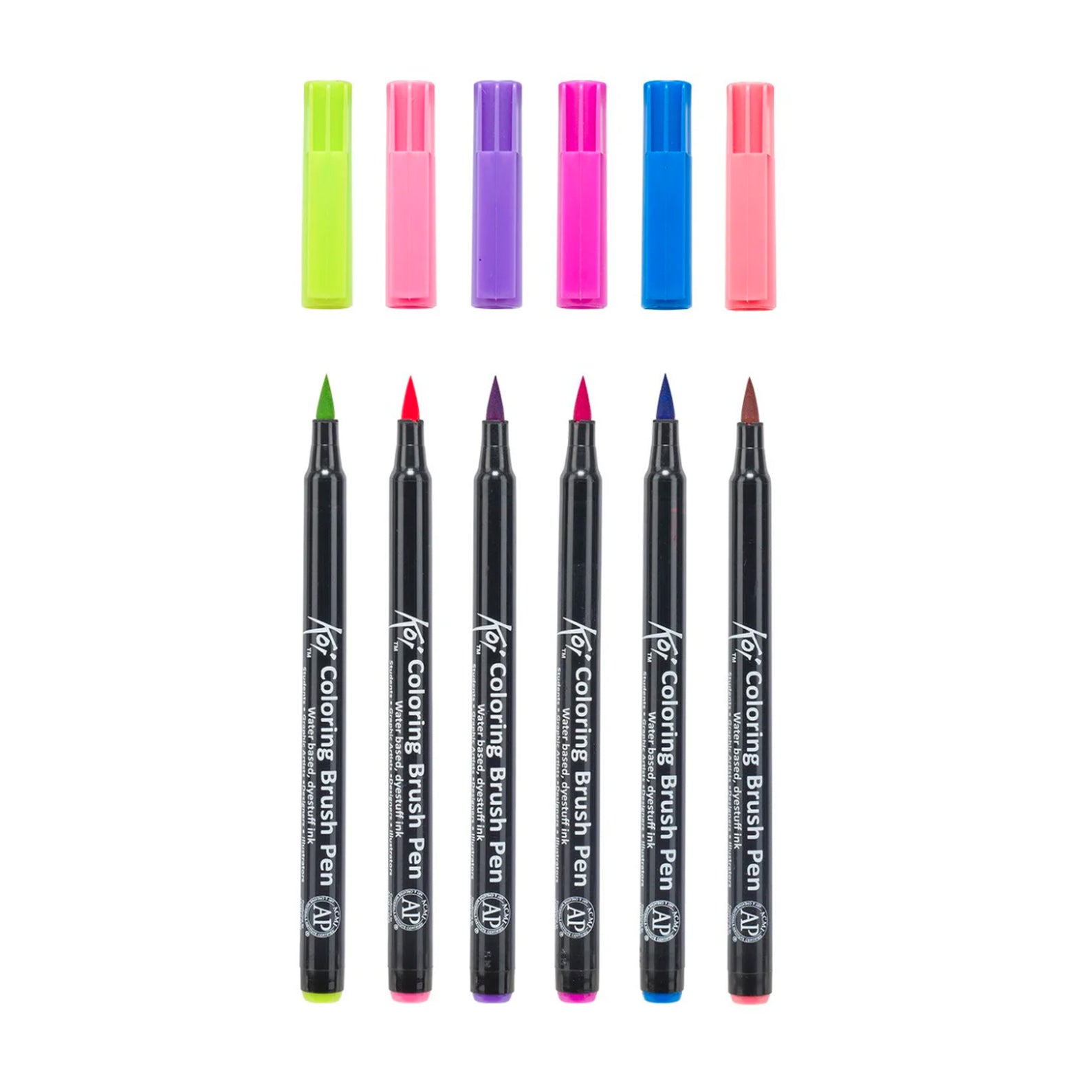 Brush Pen | Koi Colouring Brush Pen Set | Set of 6 | Flowers | Sakura