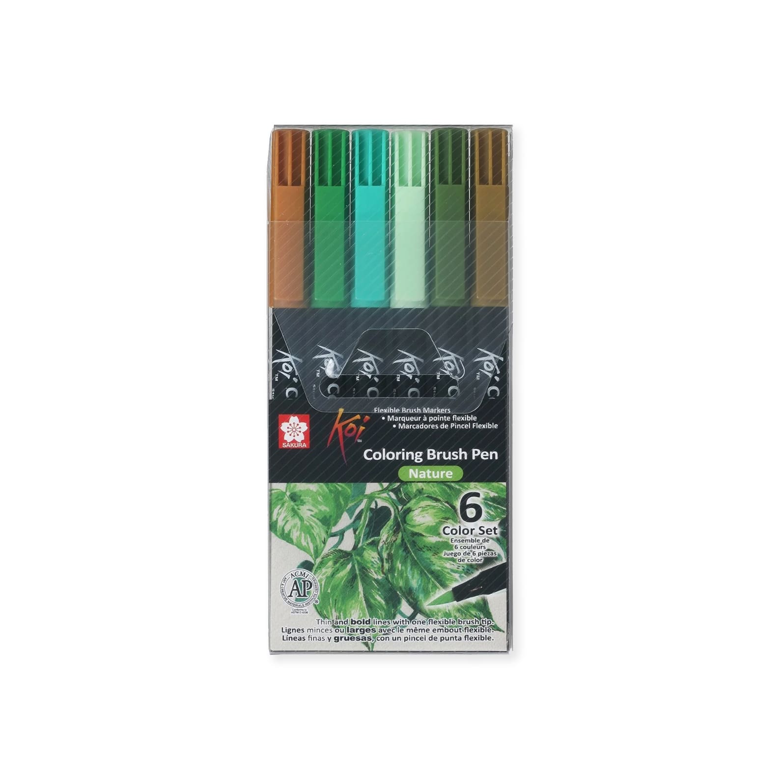 Brush Pen | Koi Colouring Brush Pen Set | Set of 6 | Nature | Sakura