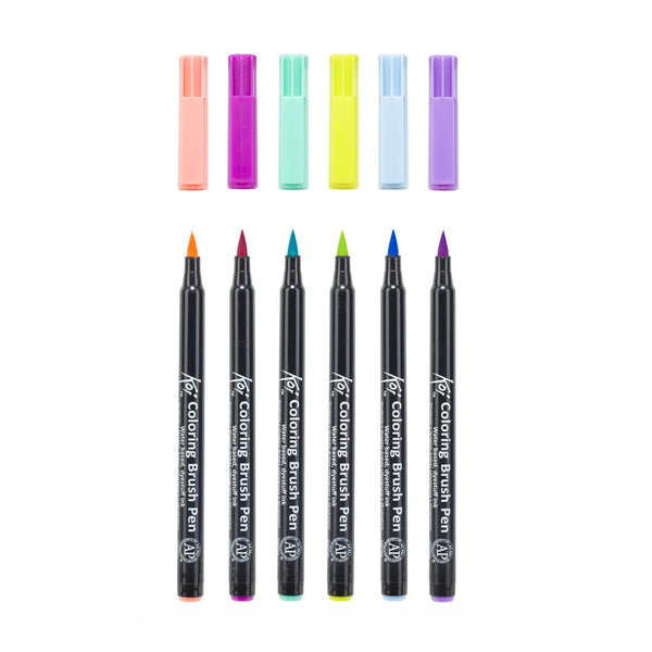 Brush Pen | Koi Colouring Brush Pen Set | Set of 6 | Pastel | Sakura