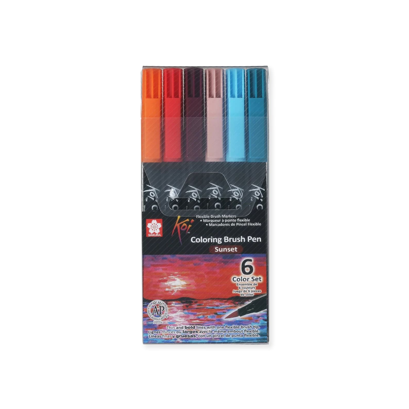 Brush Pen | Koi Colouring Brush Pen Set | Set of 6 | Sunset | Sakura