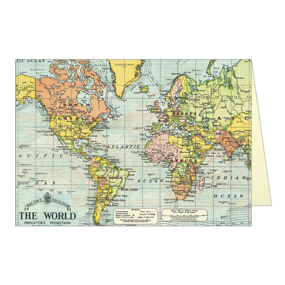 Bon Voyage & Retirement Card | World Map | Cavallini & Co.