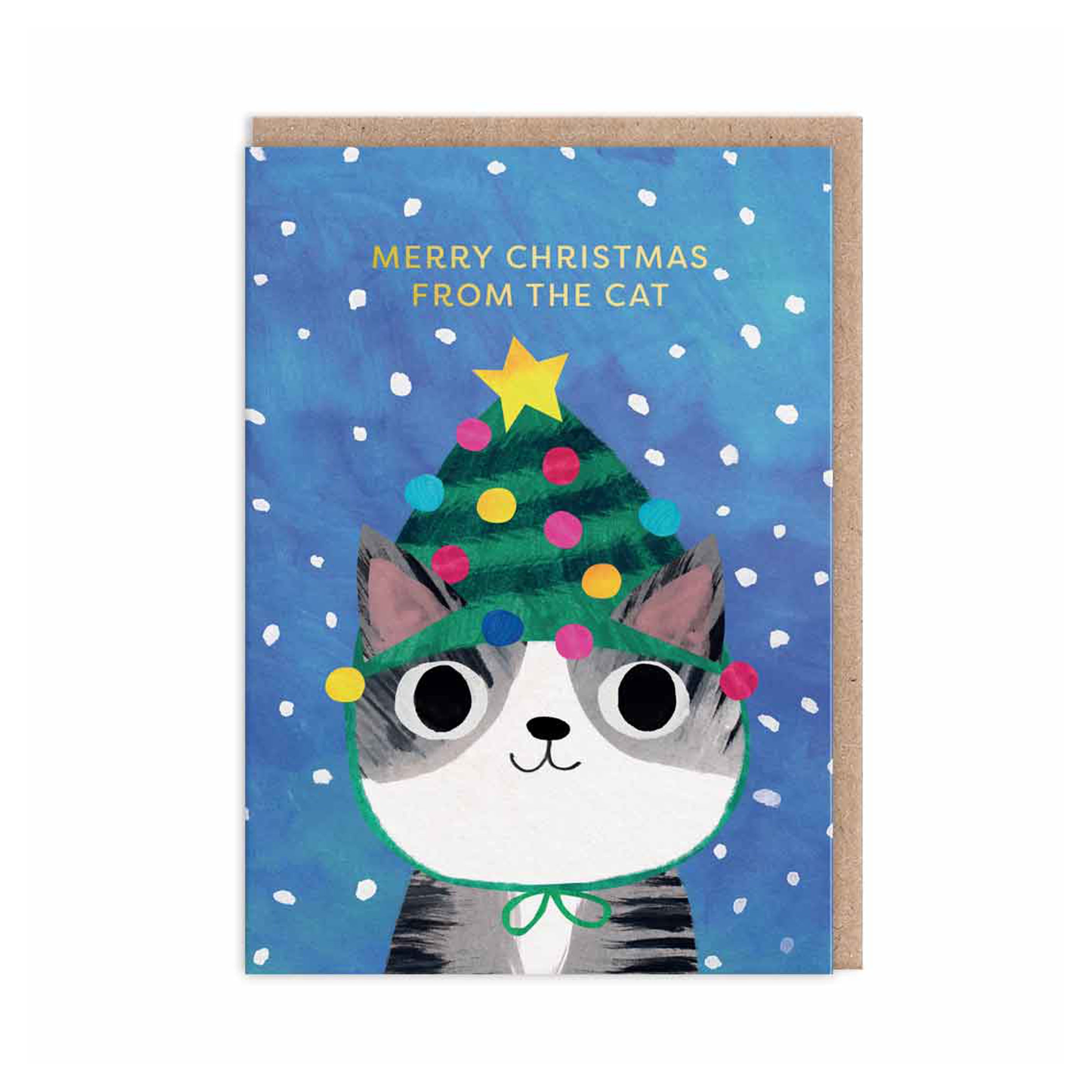 Christmas Card | Cat In Tree Hat | Ohh Deer