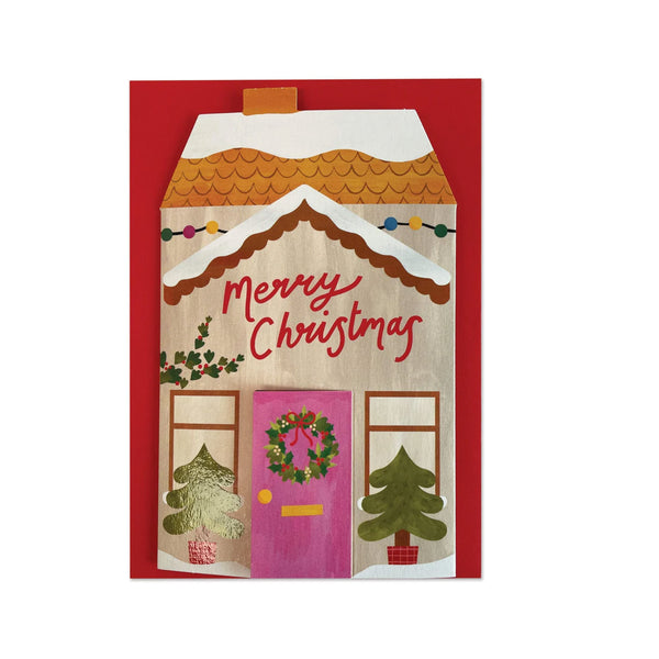 Christmas Card | 3D Fold Out Card | Merry Christmas House | Raspberry Blossom