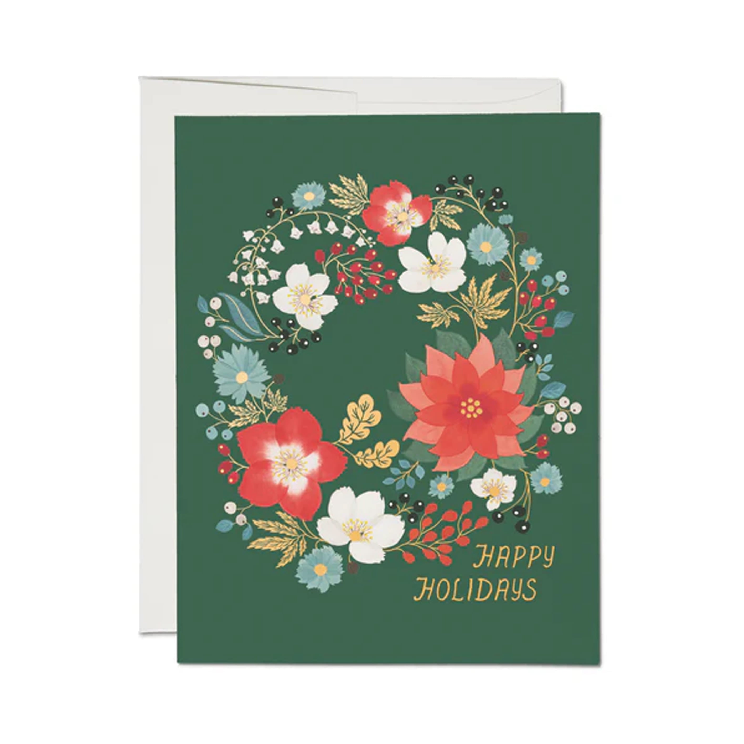 Christmas Card | Holiday Wreath | Red Cap Cards