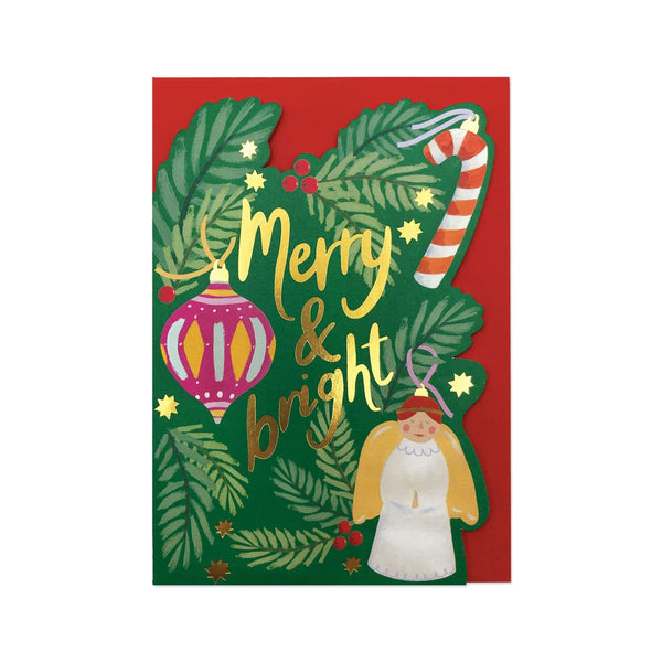 Christmas Card | Merry & Bright | Raspberry Blossom