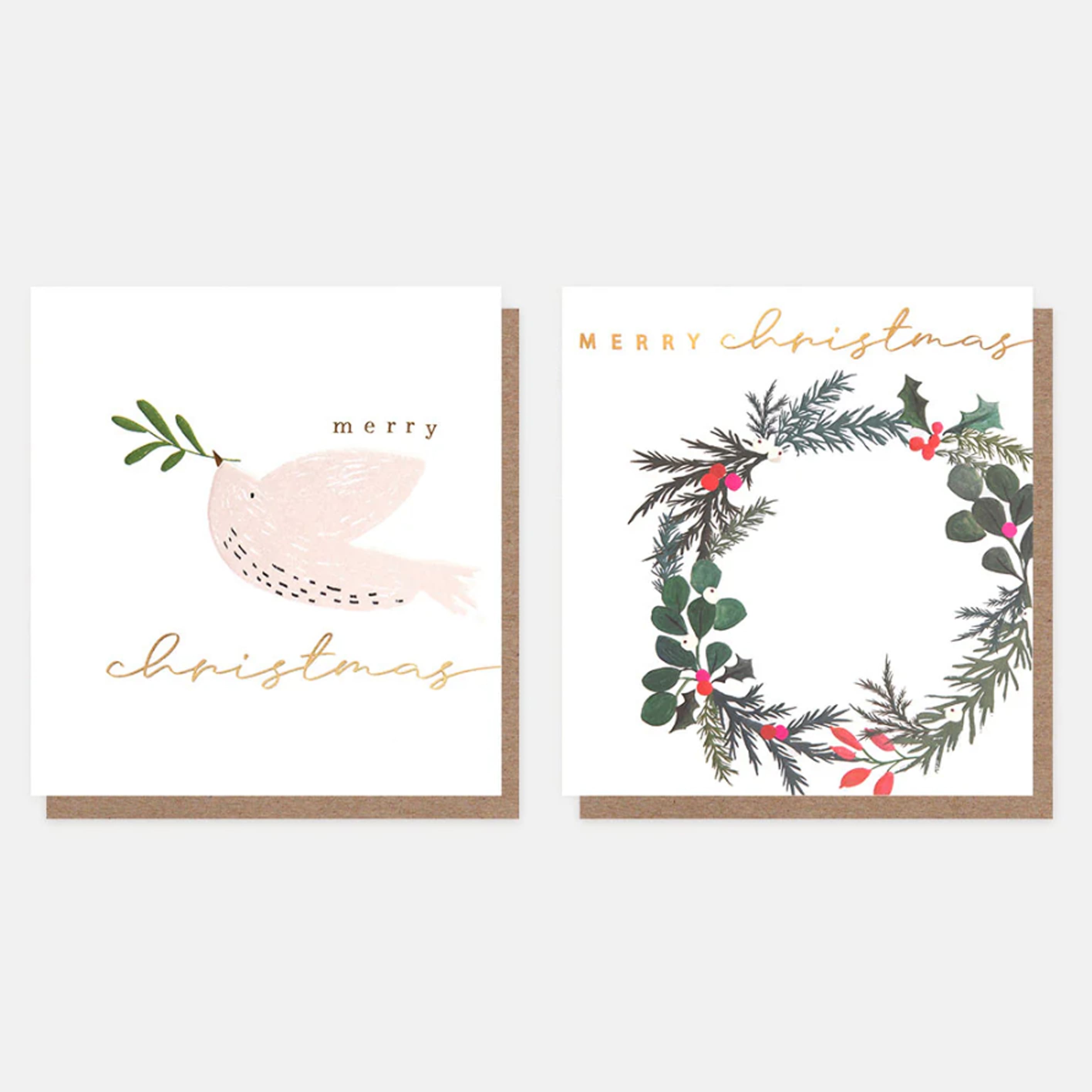 Christmas Card | Pack of 8 | Dove & Wreath | Caroline Gardner