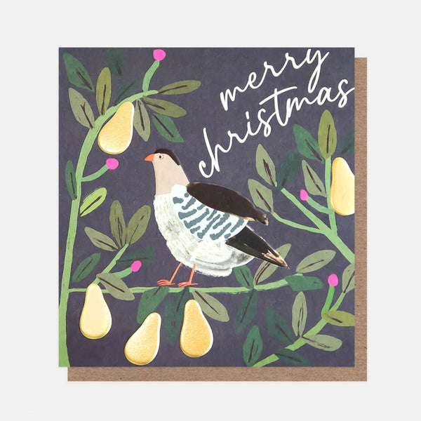 Christmas Card | Pack of 8 | Partridge & Gold Pears | Caroline Gardner