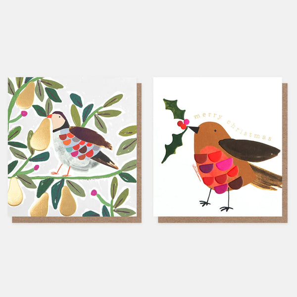 Christmas Card | Pack of 8 | Partridge & Robin | Caroline Gardner