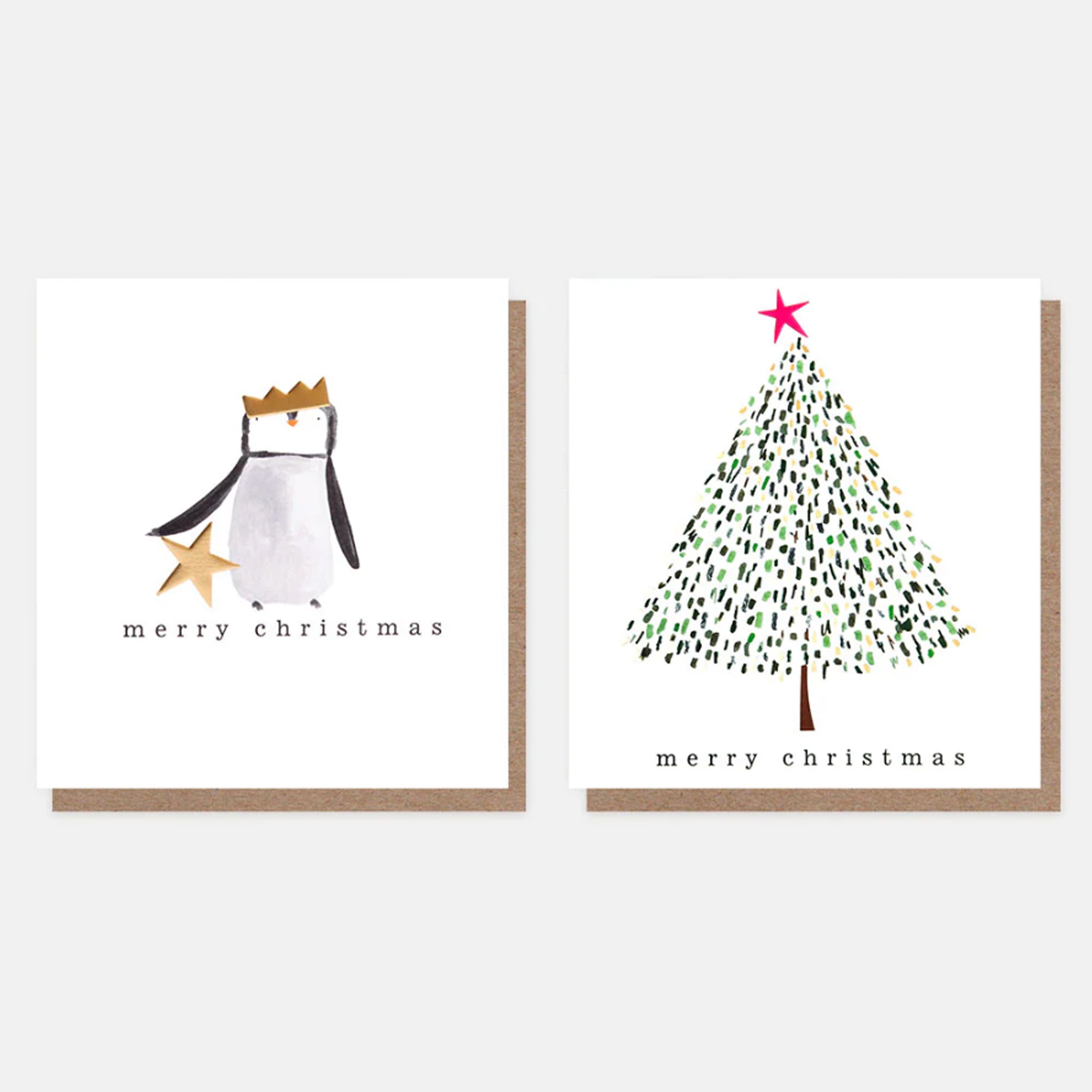 Christmas Card | Pack of 8 | Penguin & Tree | Caroline Gardner