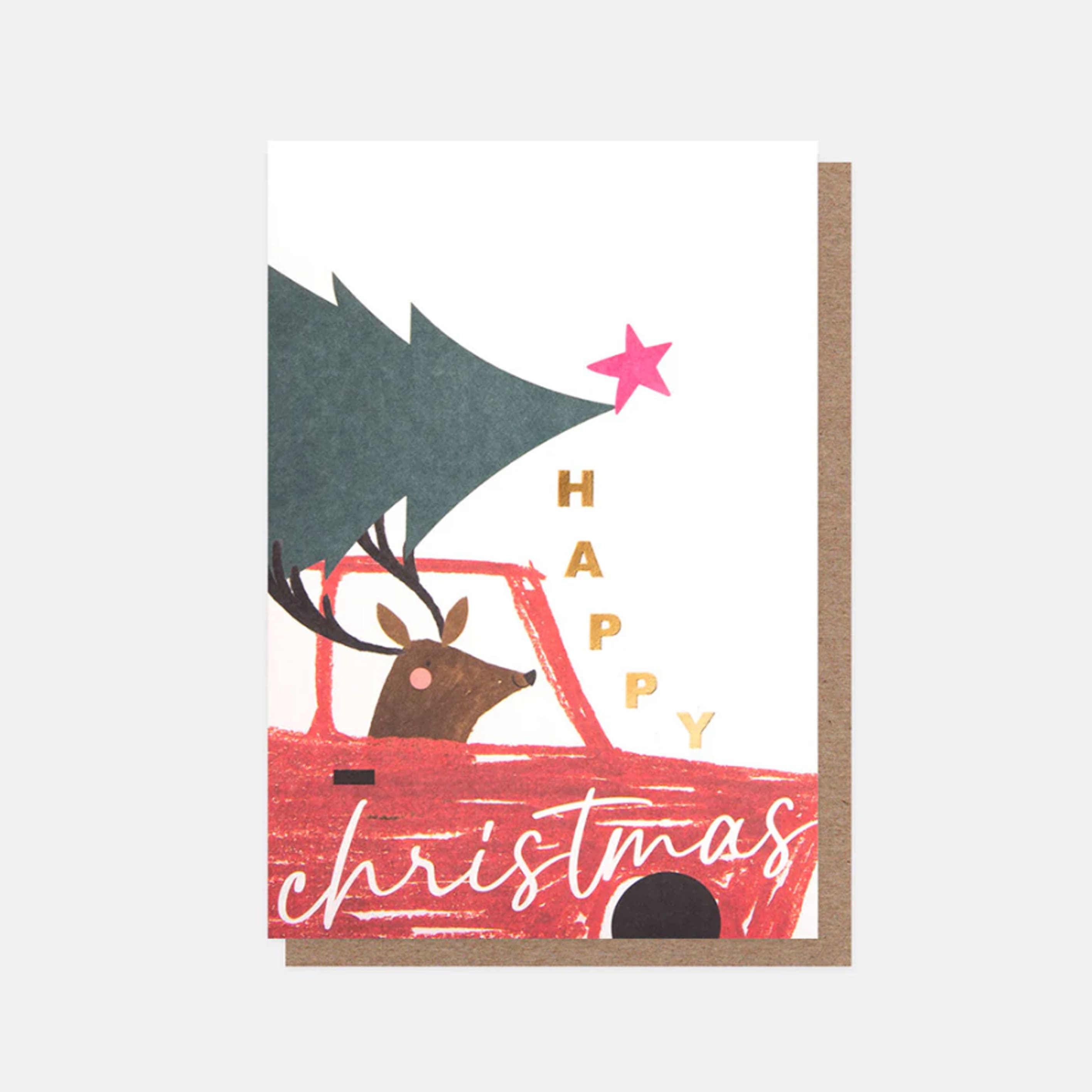 Christmas Card | Pack of 10 | Reindeer In Car | Caroline Gardner