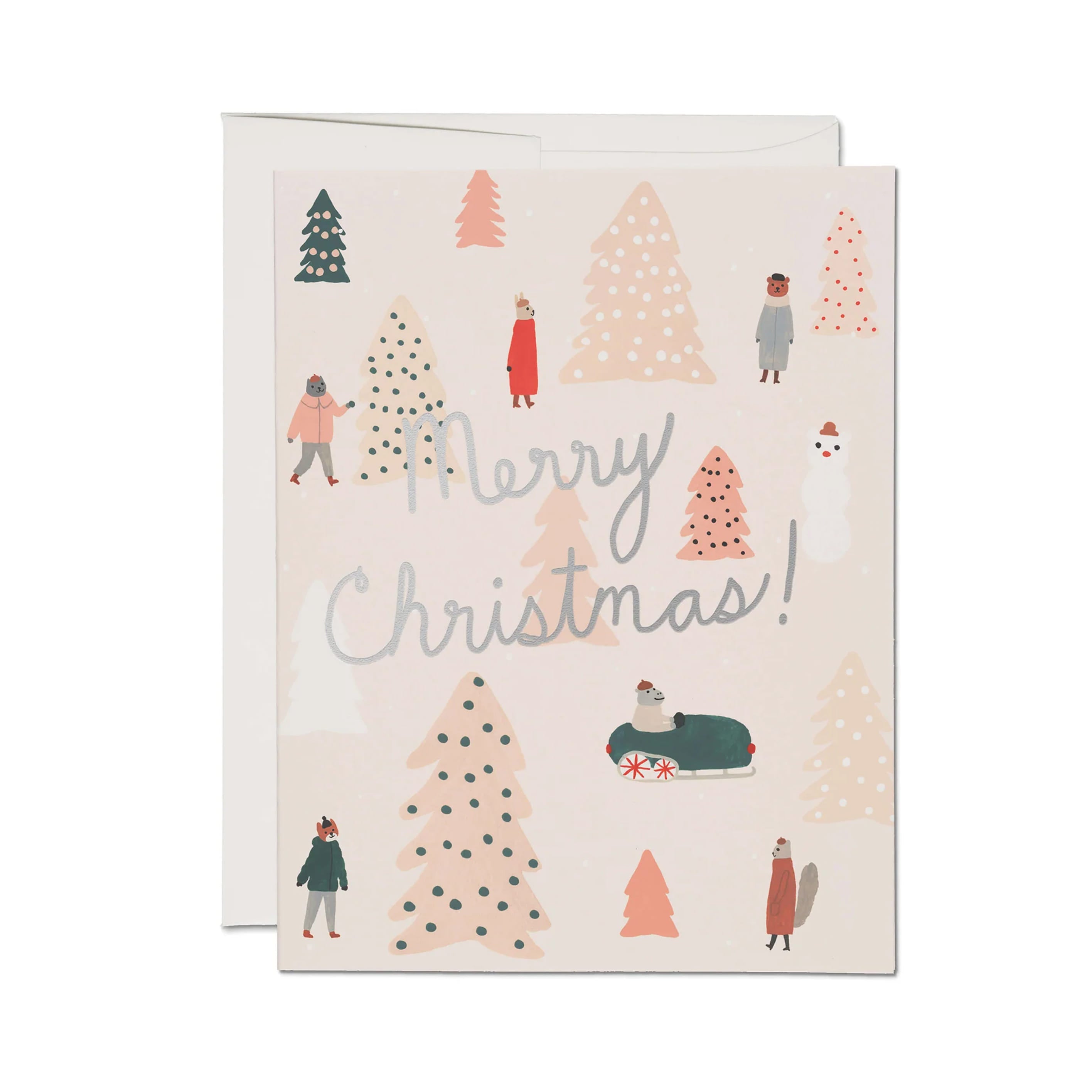 Christmas Card | Pink Trees | Red Cap Cards