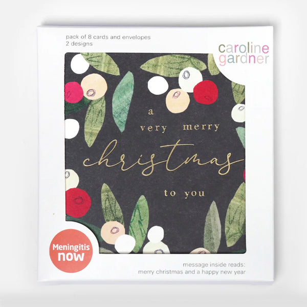 Christmas Card | Pack of 8 | Merry Christmas Berries | Caroline Gardner