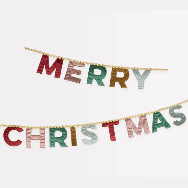 Christmas Decoration | Garland | Merry Christmas Velvet Pennant Garland | Meri Meri