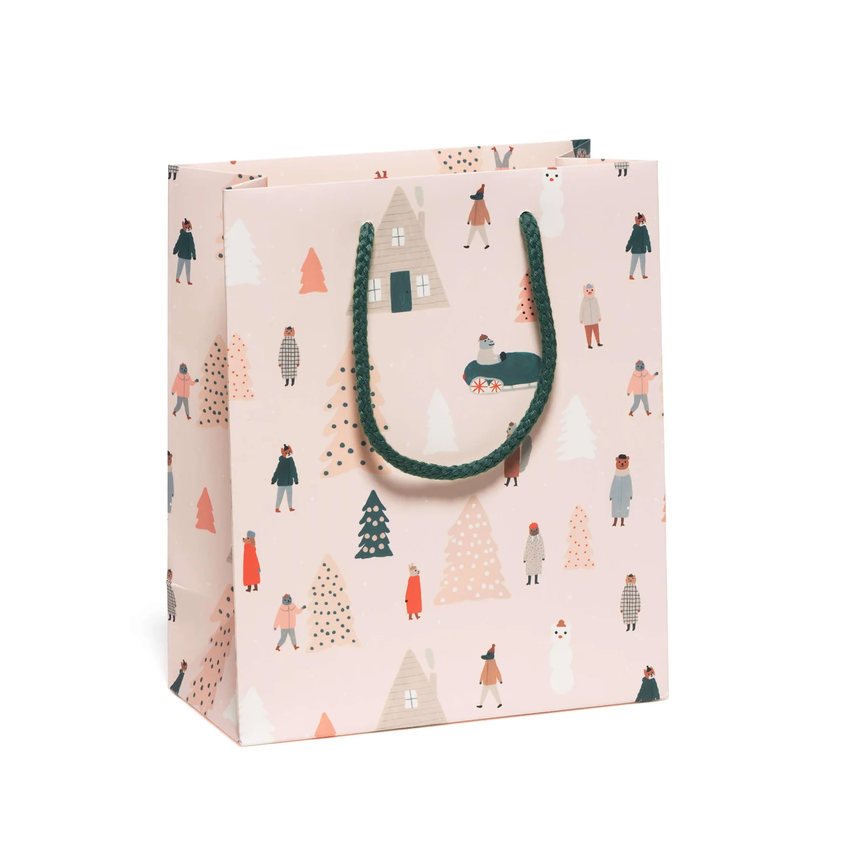 Gift Bag | Christmas | Medium | Pink Trees | Red Cap Cards