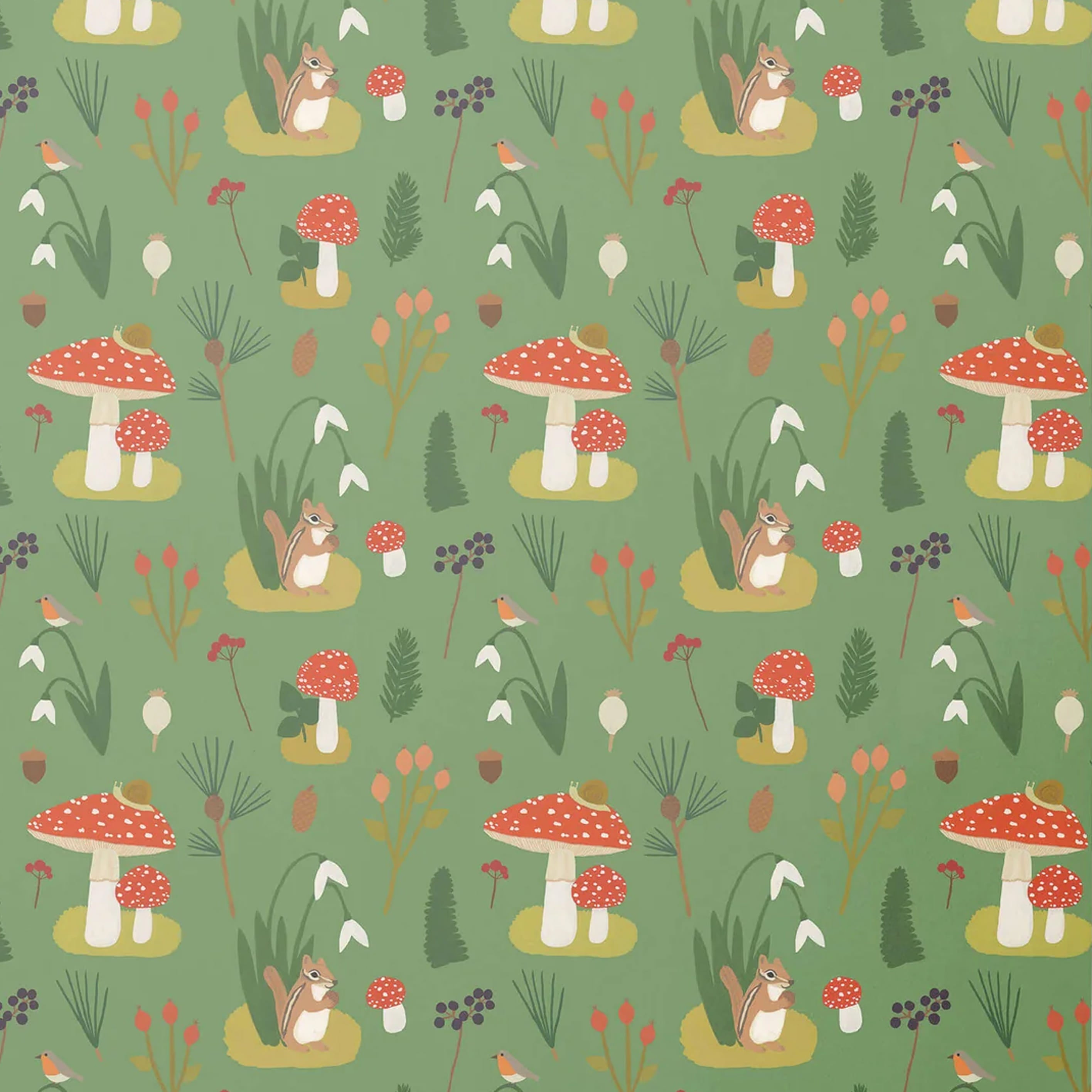 Christmas Wrapping Paper | Forest Critters | Red Cap Cards