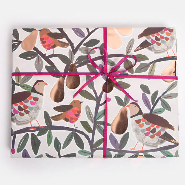 Christmas Wrapping Paper | Partridges Robins & Pears | Caroline Gardner