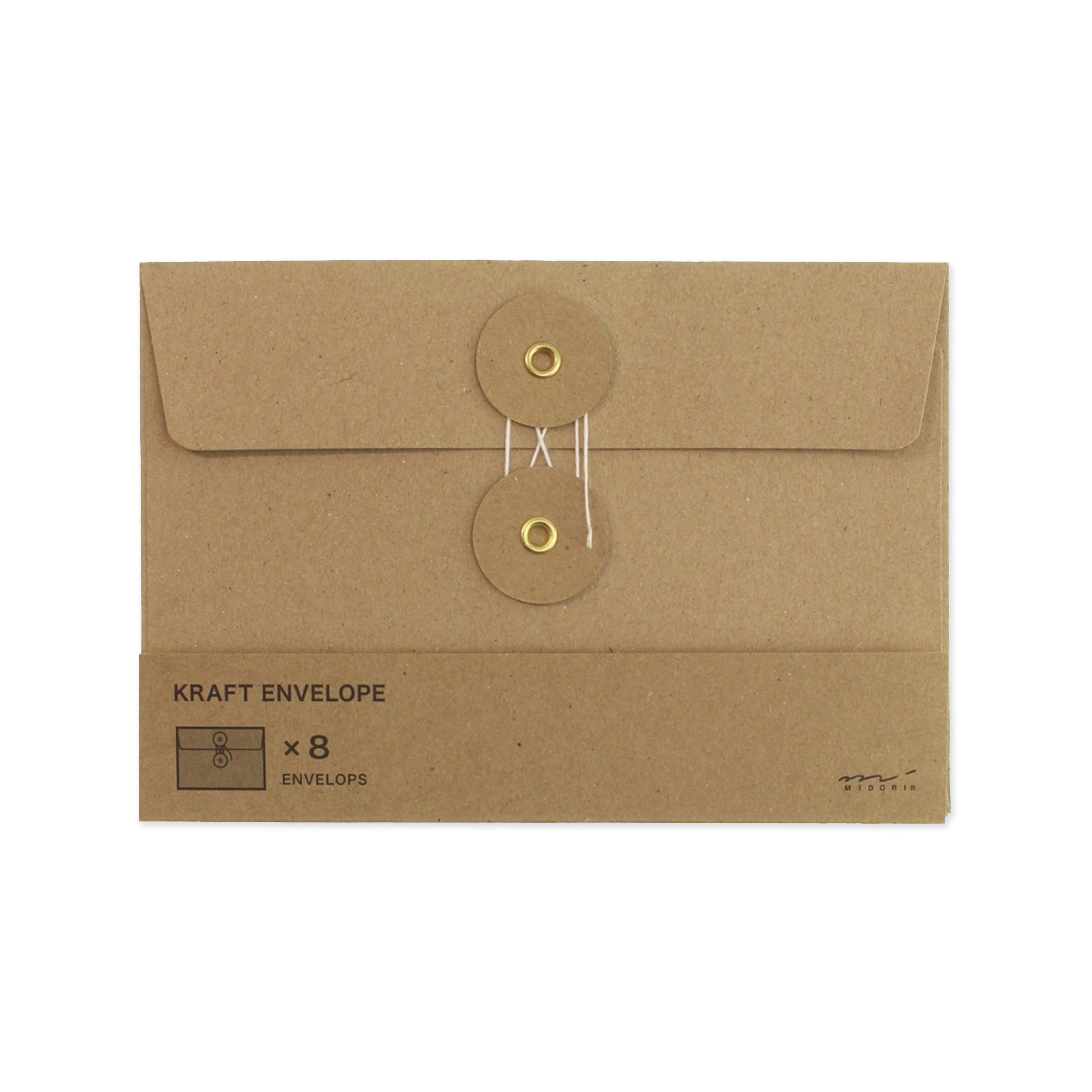 Envelope Set | Kraft Envelope | Button Tie | Large | Traveler's Company | 2 COLOUR OPTIONS AVAILABLE