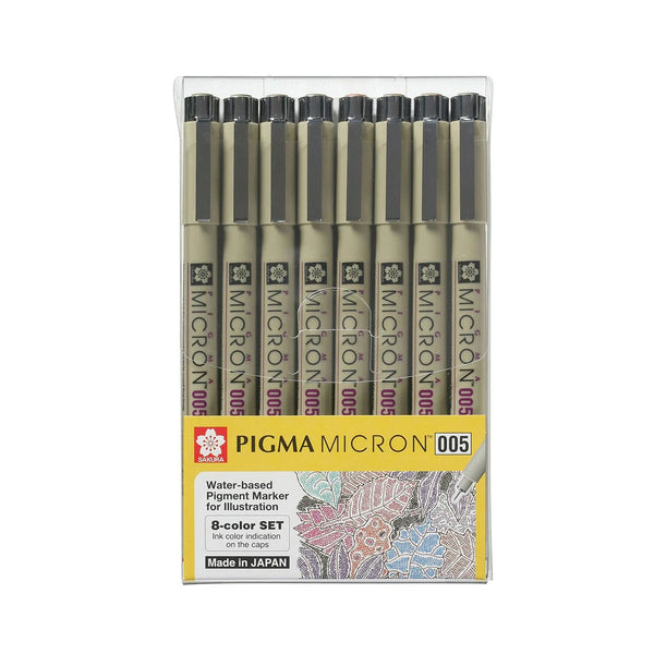 Fibre Tip Pen | Pigma 005 Colour Pen Set | Set of 8 | Sakura