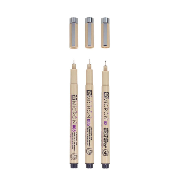 Fibre Tip Pen | Pigma Micron Black Set | Set of 3 | Fine | Sakura