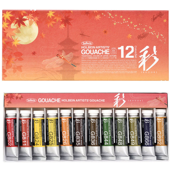 Paint | Irodori Artists' Gouache | 12 Colour Set  | Autumn | Holbein